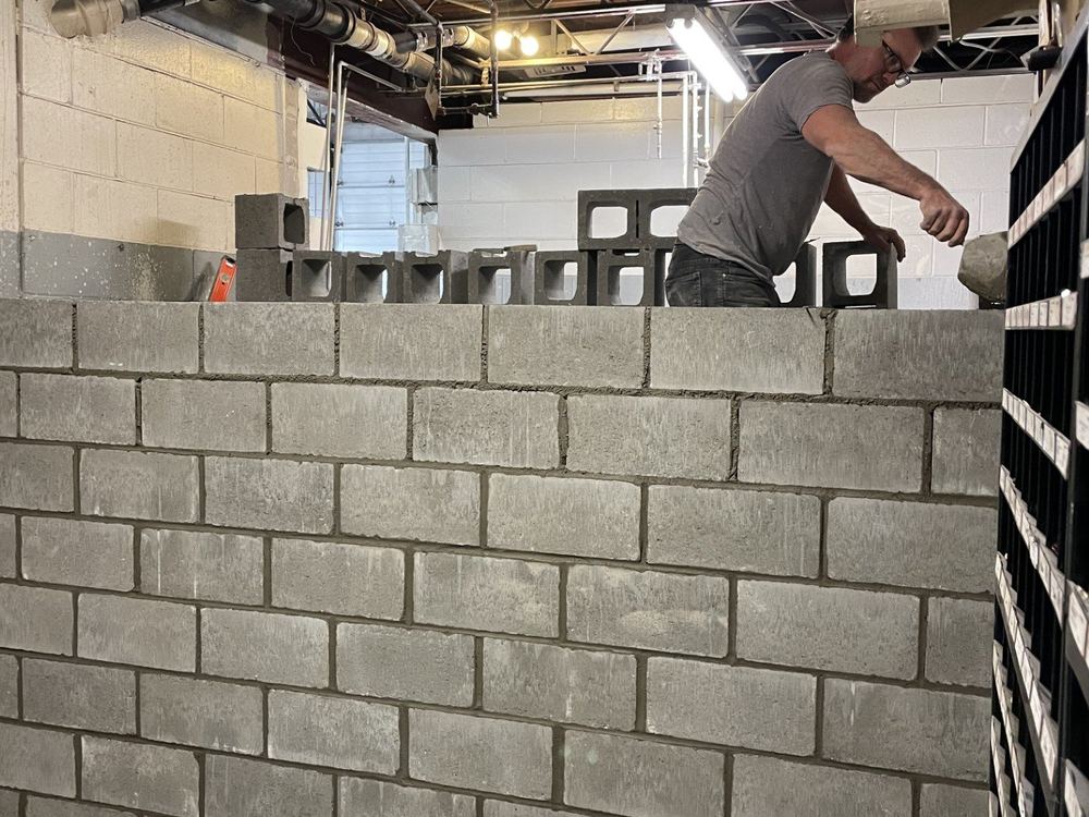 Pose de blocs
